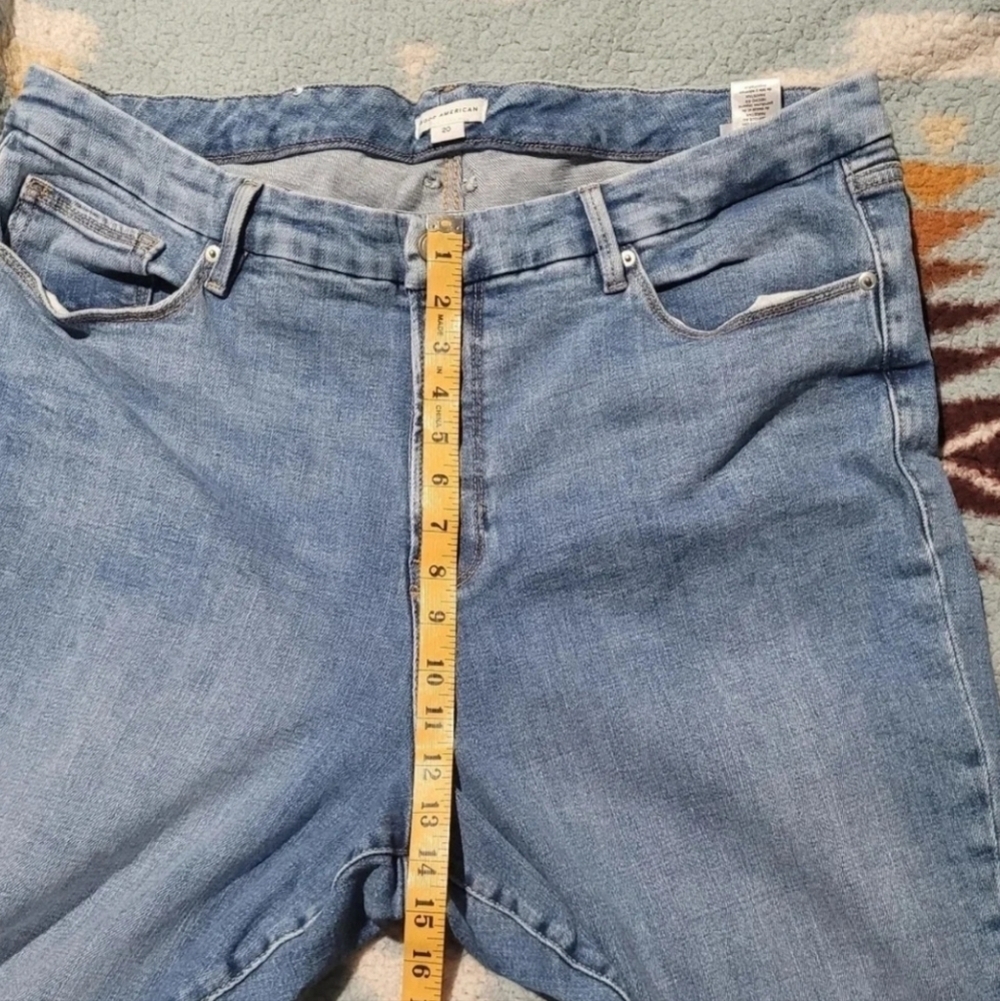 Good American Good Leg high rise indigo205 distressed pockets straight jeans - Picture 11 of 13